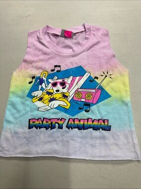 Firehouse Party Animal Tie-Dye Kids Tank Top - Pink, Yellow, Blue - YXS (4/5)